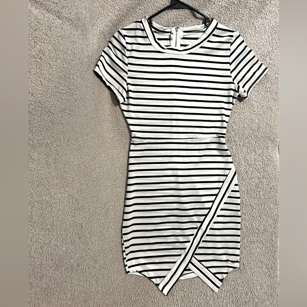 Stripped, fitted mini dress